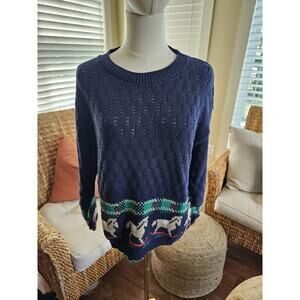 Worthington Vintage Rocking Horse Sweater Women’s Size S Made in USA